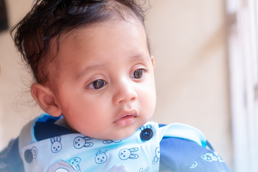 Baby wearing a bib